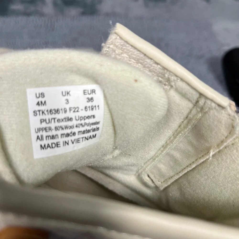 Sperry Saltwater Duck Boots Youth 4M Cream Grey Wool Textile STK163619